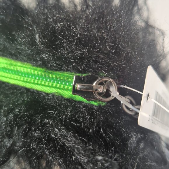 Kiehl's Black Faux Fur Fuzzy Happy Holidays Makeup Bag Cosmetics Pouch Gift NEW - Picture 7 of 9